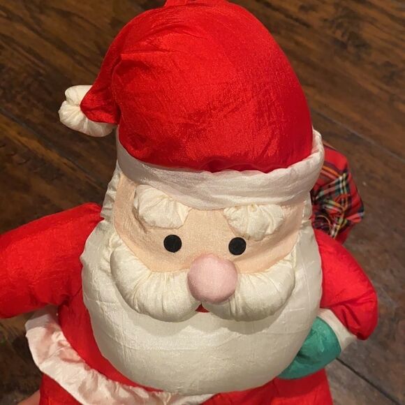 VINTAGE 1993 GIBSON GREETINGS NYLON SANTA CLAUS CHRISTMAS STUFFED ANIMAL PLUSH - Picture 2 of 9